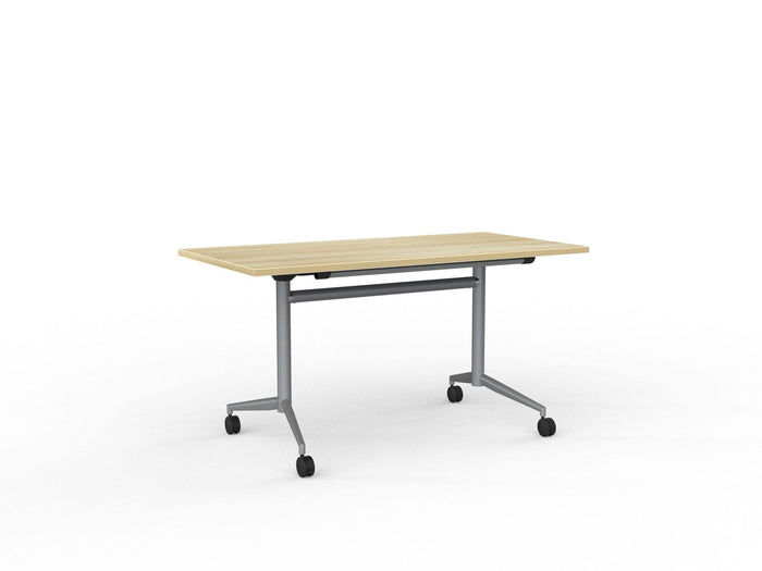 Knight's Team Flip Table 1400mm x 700mm, Rectangle, Silver Frame (Choice of Worktop Colours) Atlantic Oak KG_TMFLIP147S_AO