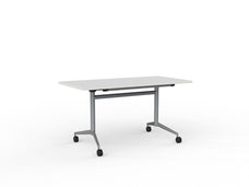 Knight's Team Flip Table 1400mm x 700mm, Rectangle, Silver Frame (Choice of Worktop Colours) White KG_TMFLIP147S_W