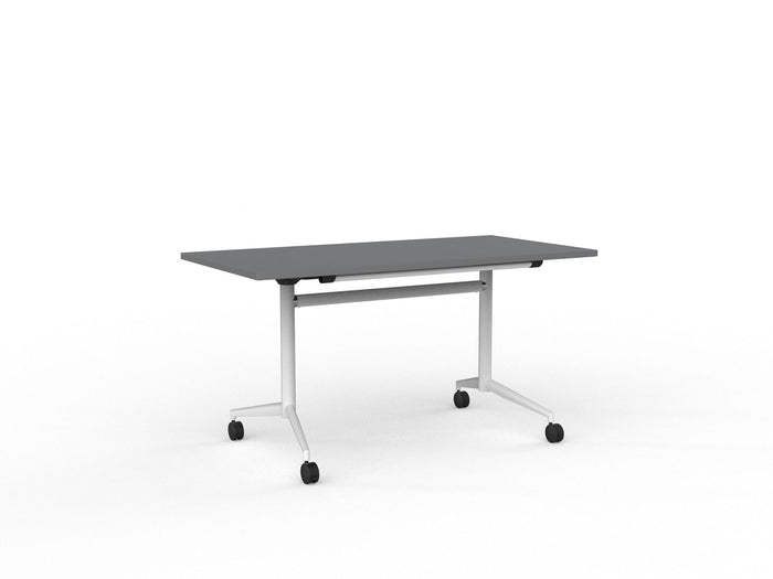 Knight's Team Flip Table 1400mm x 700mm, Rectangle, White Frame (Choice of Worktop Colours) Silver KG_TMFLIP147W_S