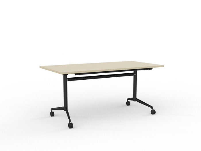 Knight's Team Flip Table 1600mm x 800mm, Rectangle, Black Frame (Choice of Worktop Colours) Nordic Maple KG_TMFLIP168B_NM