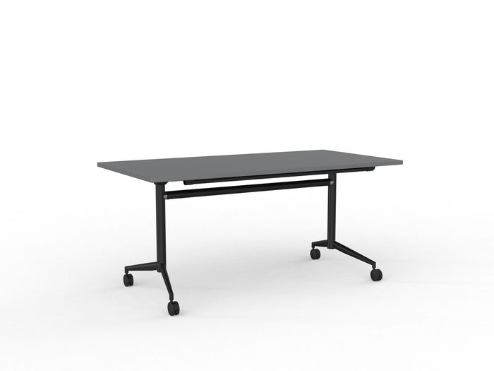Knight's Team Flip Table 1600mm x 800mm, Rectangle, Black Frame (Choice of Worktop Colours) Silver KG_TMFLIP168B_S