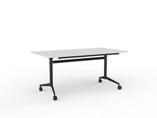 Knight's Team Flip Table 1600mm x 800mm, Rectangle, Black Frame (Choice of Worktop Colours) White KG_TMFLIP168B_W