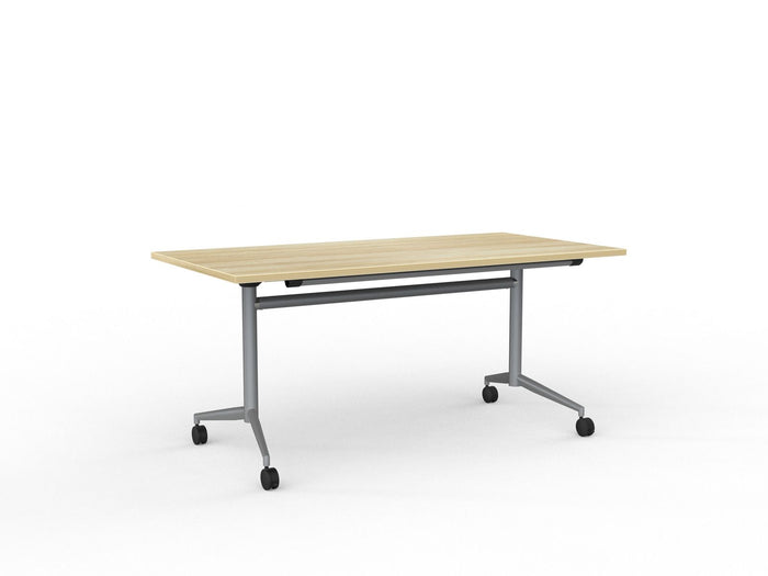 Knight's Team Flip Table 1600mm x 800mm, Rectangle, Silver Frame (Choice of Worktop Colours) Atlantic Oak KG_TMFLIP168S_AO