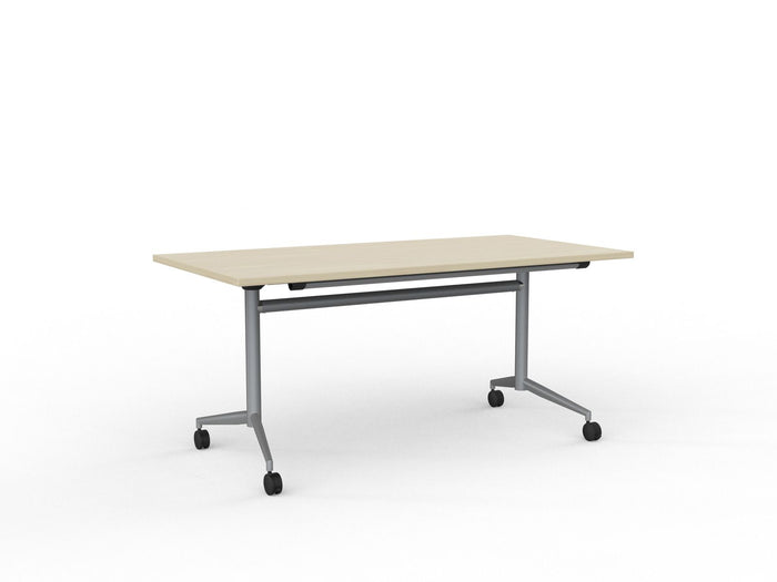 Knight's Team Flip Table 1600mm x 800mm, Rectangle, Silver Frame (Choice of Worktop Colours) Nordic Maple KG_TMFLIP168S_NM