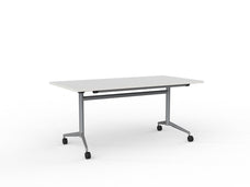 Knight's Team Flip Table 1600mm x 800mm, Rectangle, Silver Frame (Choice of Worktop Colours) White KG_TMFLIP168S_W