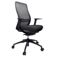 Konfurb Luna High Back Ergonomic Chair - Black with Nylon Base Ready to Assemble / With Armrest / Without Headrest BSKON150-153+KON150-3-ARMS4D