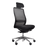 Konfurb Luna High Back Ergonomic Chair - Black with Polished Aluminium Base Ready to Assemble / Without Armrest / With Headrest BSKON150-153+KON150-C-G+KON150-BASE+KON150-3-HEAD