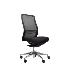 Konfurb Luna High Back Ergonomic Chair - Black with Polished Aluminium Base Ready to Assemble / Without Armrest / Without Headrest BSKON150-153+KON150-C-G+KON150-BASE