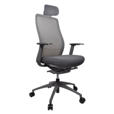 Konfurb Luna High Back Ergonomic Chair - Grey with Nylon Base Ready to Assemble / With Armrest / With Headrest BSKON150-152+KON150-2-ARMS4D+KON150-2-HEAD