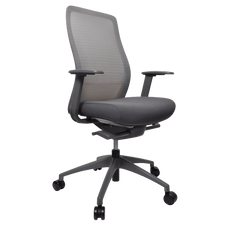 Konfurb Luna High Back Ergonomic Chair with Armrest, Nylon Base, Grey BSKON150-152+KON150-2-ARMS4D-BB