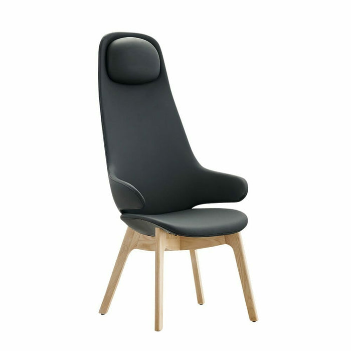 Konfurb Orbit High Back Chair, Wooden Base, Black Vinyl BSKON183-V3