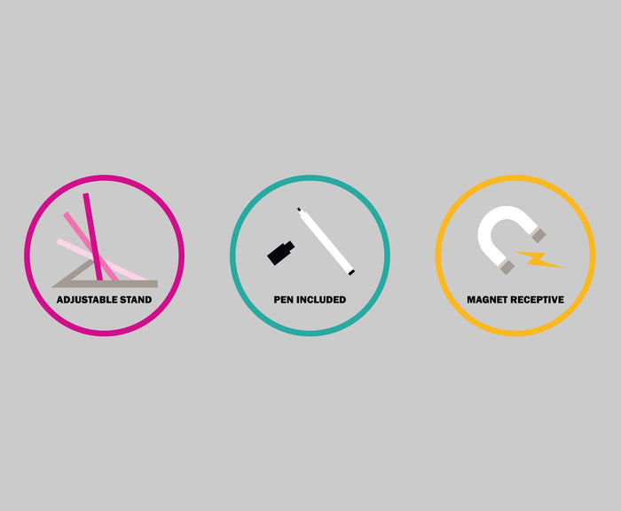 Lacquered Steel Magnetic Desktop Whiteboard 250 x 250mm with Adjustable Stand BVWLDESK