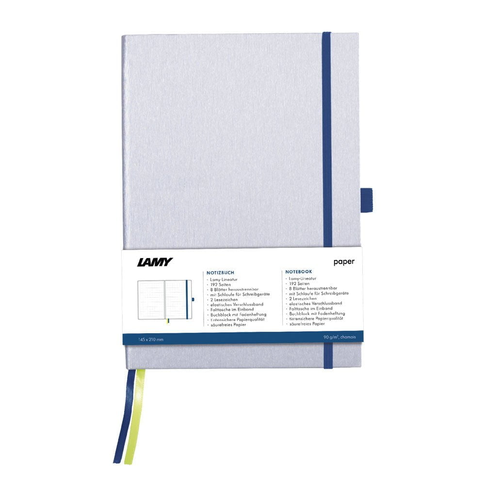 Lamy Notebook A6 Hard Cover Silver with Ocean Blue Edge | Lamy ...