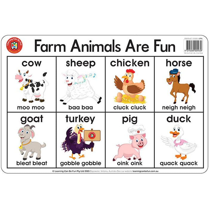 LCBF Placemat Desk Farm Animals Are Fun CX227531