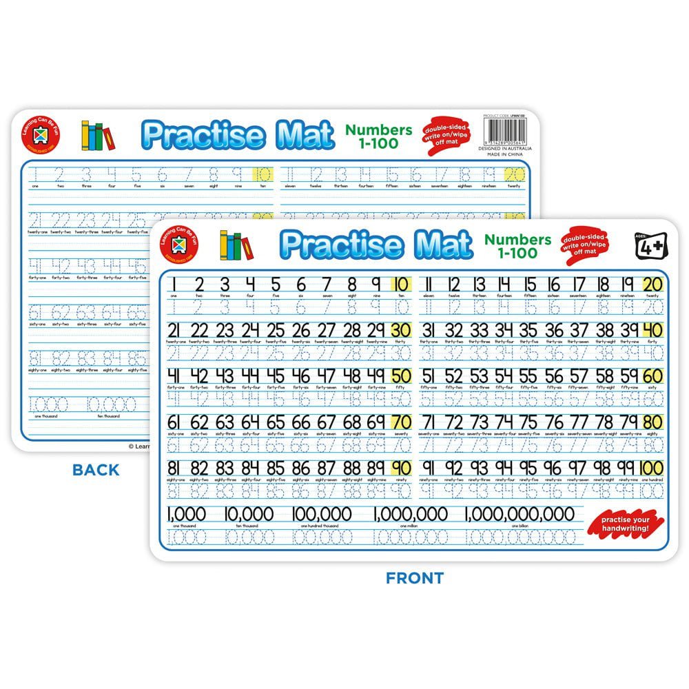 LCBF Practise Mats Numbers 1 to 100 | Early Learning — Discount Office