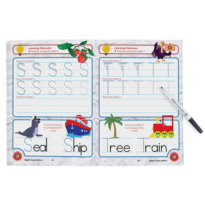 LCBF Wipe Clean Learning Book Upper Case Letters With Marker CX228003