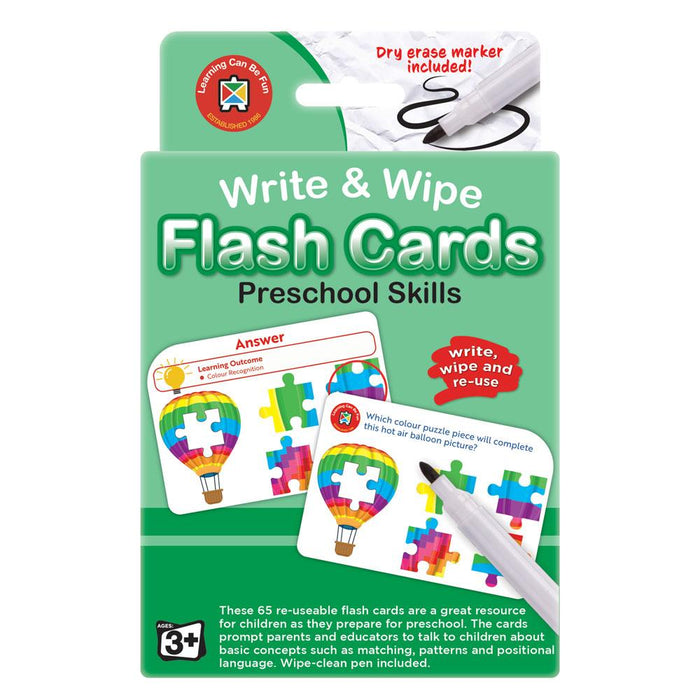 LCBF Write & Wipe Flashcards Preschool Skills With Marker CX228028