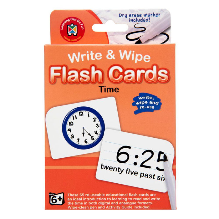 LCBF Write & Wipe Flashcards Time With Marker CX227870