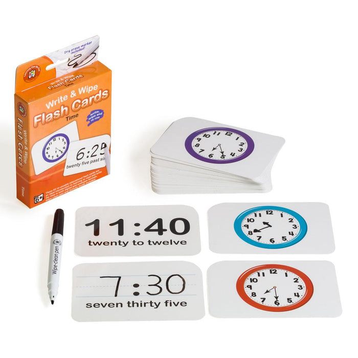LCBF Write & Wipe Flashcards Time With Marker CX227870