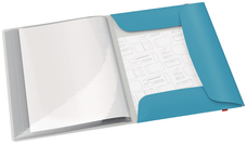Leitz Cosy A4 Display Book, 20 Clear Pockets with 3 Flap Folder, Elastic Closure, Blue AO46700061