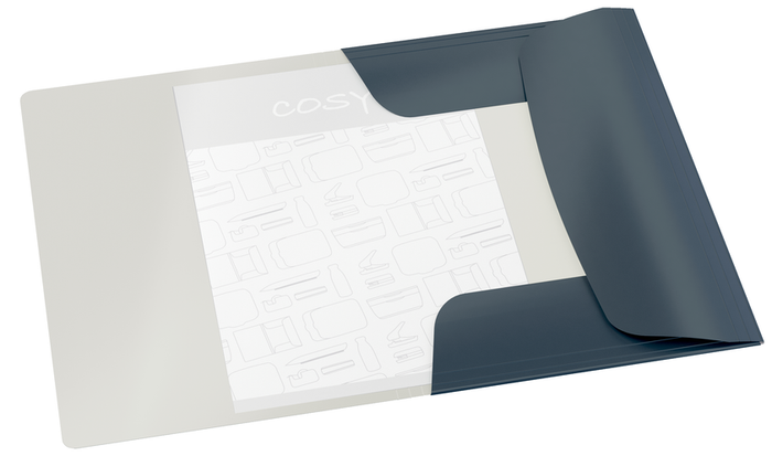 Leitz Cosy A4 Folder, 3 Flap, Elastic Closure, Grey AO30020089