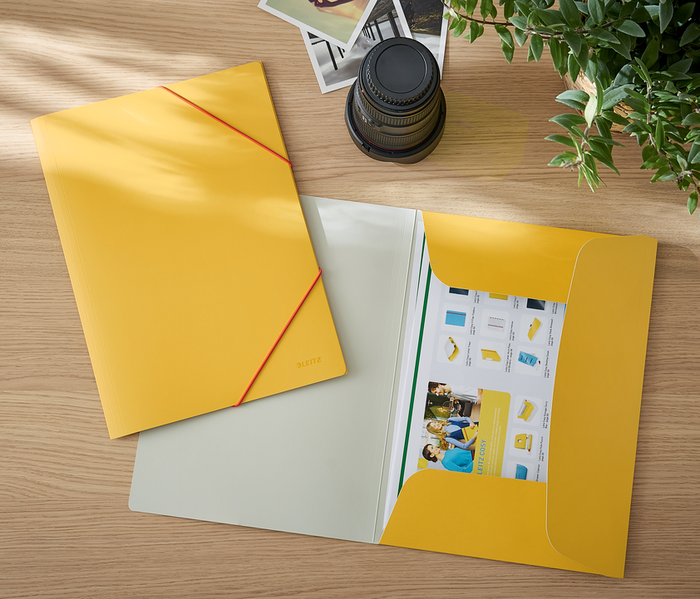 Leitz Cosy A4 Folder, 3 Flap, Elastic Closure, Yellow AO30020019