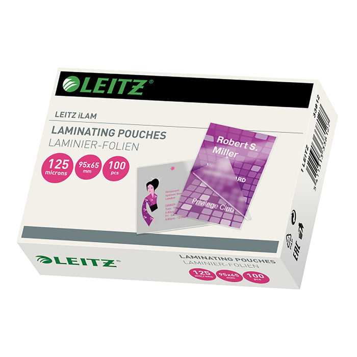 Leitz Ilam 125mic Laminating Pouch, 65mm x 95mm, 100's pack AO33812