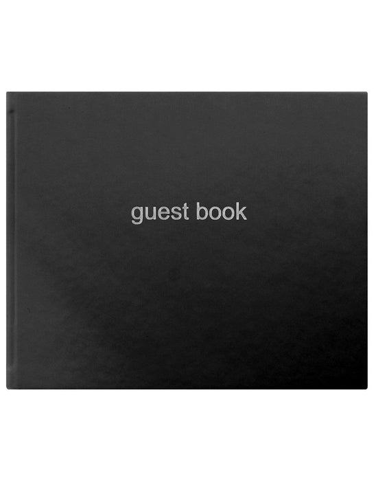 Letts Dazzle Quarto Landscape Ruled Guest Book Black CXL090014