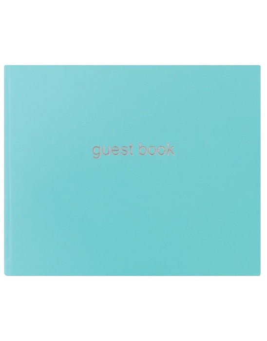 Letts Dazzle Quarto Landscape Ruled Guest Book Turquoise CXL090016