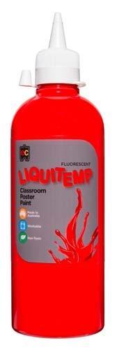 Liquitemp Fluorescent Classroom Poster Paint 500ml - Scarlet CX555822