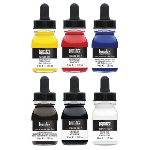 Liquitex Acrylic Ink Essentials 30ml Set of 6, Assorted Colours JA0432420