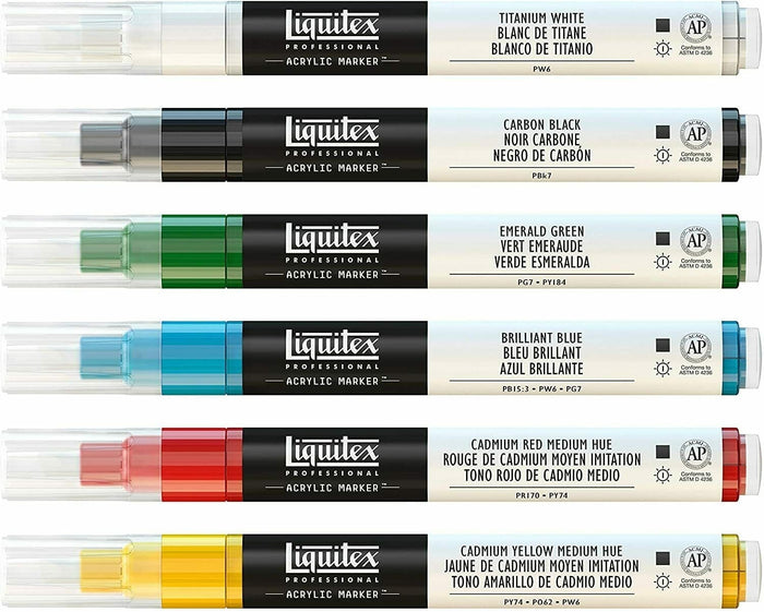 Liquitex Acrylic Paint Marker, Classics Set of 6 x 2-4mm JA0398182