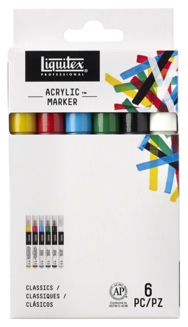 Liquitex Acrylic Paint Marker, Classics Set of 6 x 2-4mm JA0398182