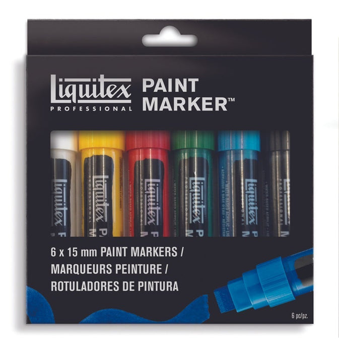 Liquitex Acrylic Paint Markers, Classics Wide Tip Set of 6 x 15mm JA0398180