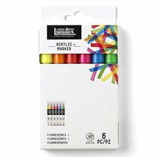 Liquitex Acrylic Paint Markers, Fluorescent Set of 6 x 2-4mm JA0402500