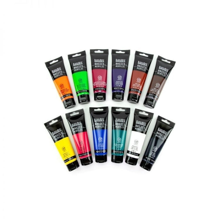 Liquitex Basics Acrylic Paint Set of 12 x 118ml, Assorted Colours JA0084160