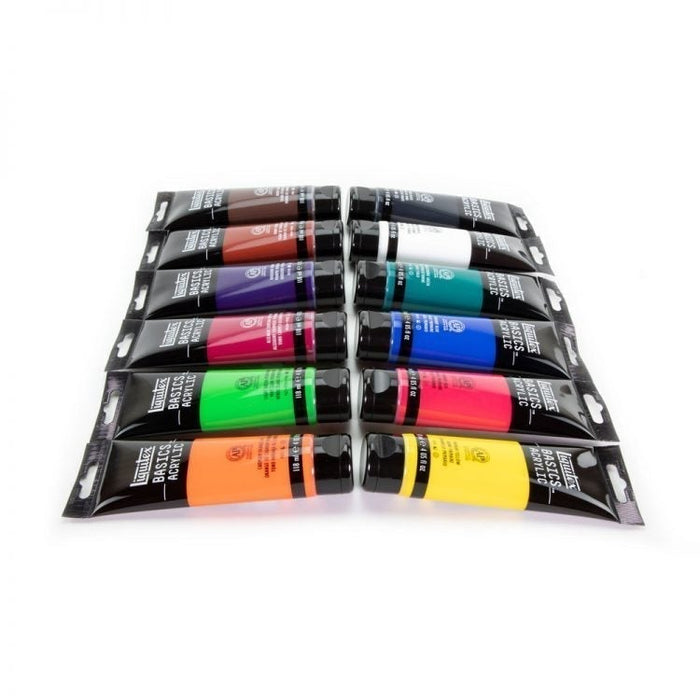 Liquitex Basics Acrylic Paint Set of 12 x 118ml, Assorted Colours JA0084160