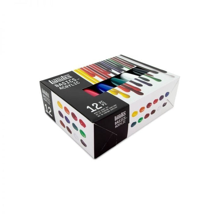 Liquitex Basics Acrylic Paint Set of 12 x 118ml, Assorted Colours JA0084160