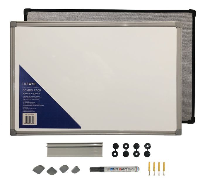 Litewyte Whiteboard and Noticeboard Combo, 400mm x 600mm BVLWWN0406
