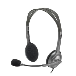Logitech H110 Stereo Headset - Stereo - Mini-phone (3.5mm) - Wired - 20 Hz - 20 kHz - Over-the-head - Binaural - Semi-open - 182.9 cm Cable - Noise Cancelling Microphone - Black/Silver IM1931953