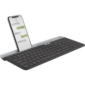 Logitech K580 Slim Multi-Device Wireless Keyboard - Wireless Connectivity - Bluetooth - 10 m - 2.40 GHz - USB Interface - Windows, Mac OS, iOS, Android - AAA Battery Size Supported - Graphite IM4547002