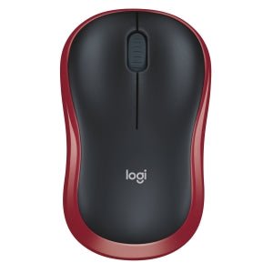 Logitech M185 Mouse - Optical - Wireless - Radio Frequency - 2.40 GHz - Red - USB - Symmetrical IM1830430