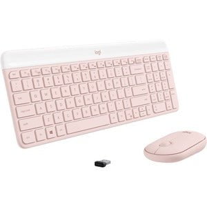 Logitech MK470 Slim Combo, USB Wireless RF 2.40 GHz Keyboard, USB Wireless RF Mouse, Optical, Rose IM5682149