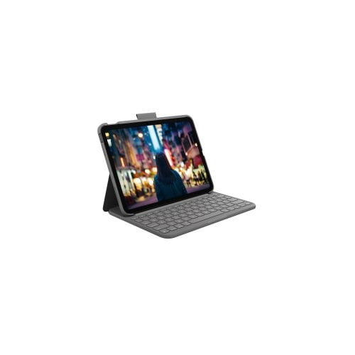 Logitech SLIM FOLIO Keyboard/Cover Case (Folio) for 27.7 cm (10.9") Apple, Logitech iPad (10th Generation) Tablet, Stylus, Apple Pencil - Oxford Gray - Bump Resistant, Scratch Resistant, Water Resistant - Plastic, Fabric Body - 186.7 mm Height x 253 mm Wi IM5665256