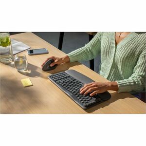 Logitech Wave Keys Keyboard - Wireless Connectivity - Bluetooth - 10 m - USB Interface - ChromeOS, Windows 10, Windows 11, Mac OS X 11.0 Big Sur, Linux, iPadOS 14, Android 9.0, iOS - English - Notebook, Tablet, Smartphone, Chromebook - PC, Mac - AAA Ba... IM5903016