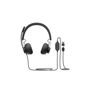 Logitech Zone Wired Headset - Stereo - USB Type A, USB Type C - Wired - 32 Ohm - 20 Hz - 16 kHz - Over-the-head - Binaural - Ear-cup - Uni-directional, Omni-directional, Noise Cancelling Microphone IM5442394