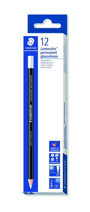 Lumocolor Permanent Glasochrom Pencil White x 12's pack ST108-20-0