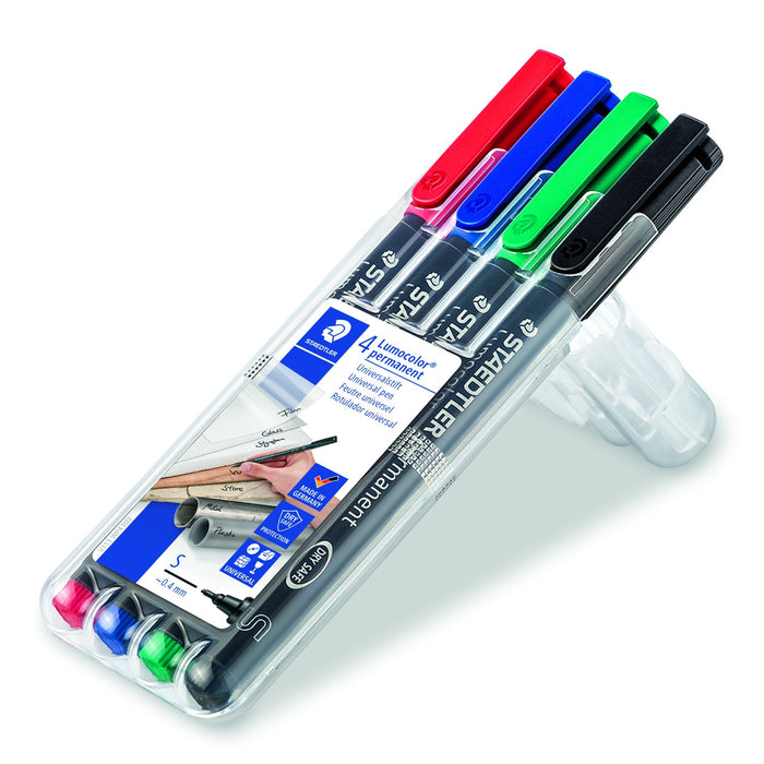 Lumocolor Permanent Superfine Pen Assorted Wallet of 4 ST313-WP4
