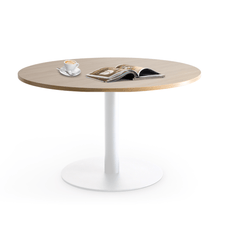 Lunar 1000mm Meeting Table - White Base / Autumn Oak Top MG_LUNTBLW10_AO