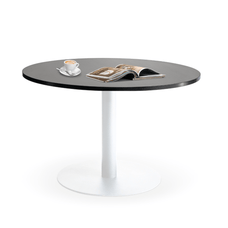 Lunar 1000mm Meeting Table - White Base / Black Woodgrain Top MG_LUNTBLW10_BW